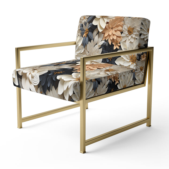 White And Gold Tropical Floral Paradise - Cottage Accent Side Chair