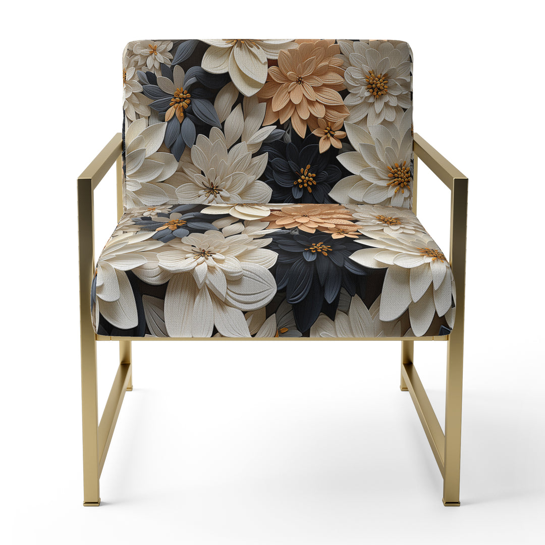 White And Gold Tropical Floral Paradise - Cottage Accent Side Chair