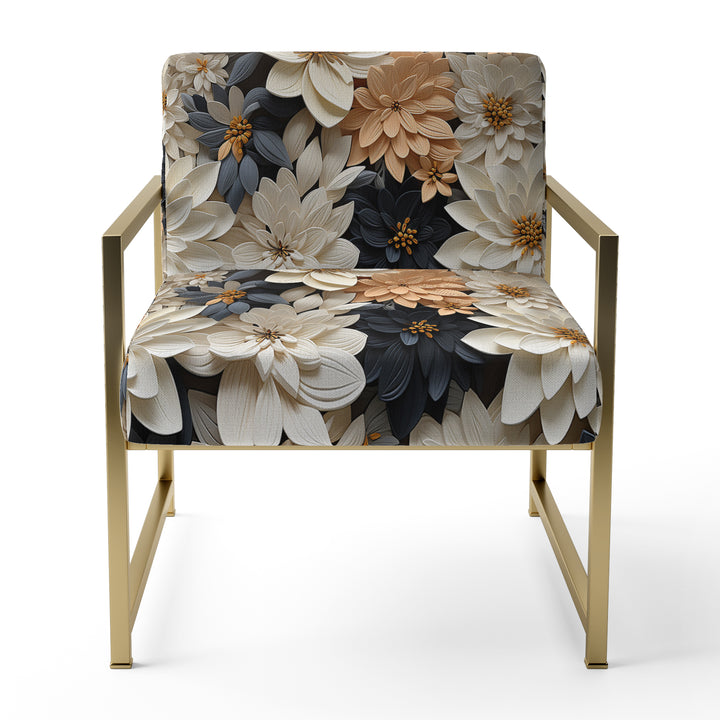 White And Gold Tropical Floral Paradise - Cottage Accent Side Chair