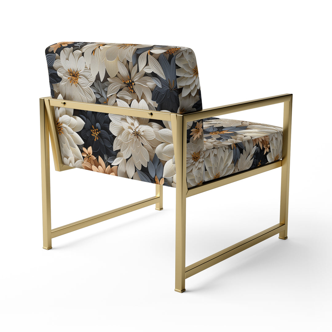 White And Gold Tropical Floral Paradise - Cottage Accent Side Chair
