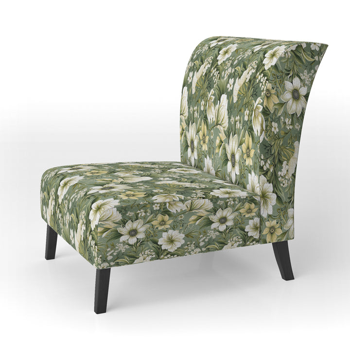 Green Floral Flourishes Elegance - Cottage Arm Chair