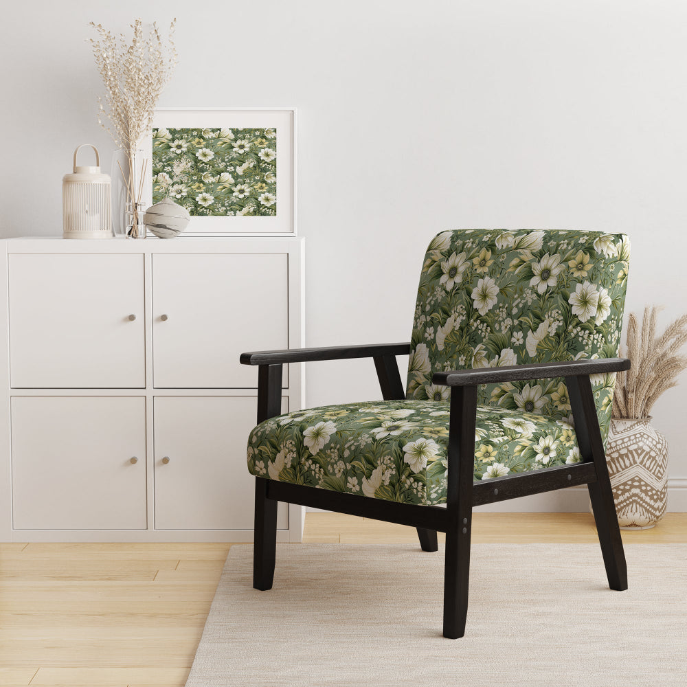 Green Floral Flourishes Elegance - Cottage Arm Chair