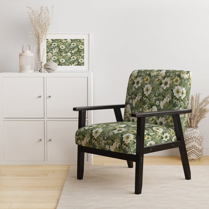 Green Floral Flourishes Elegance - Cottage Arm Chair