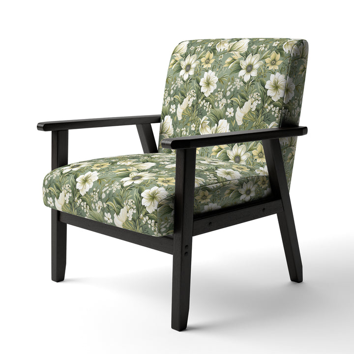 Green Floral Flourishes Elegance - Cottage Arm Chair