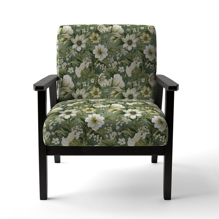 Green Floral Flourishes Elegance - Cottage Arm Chair