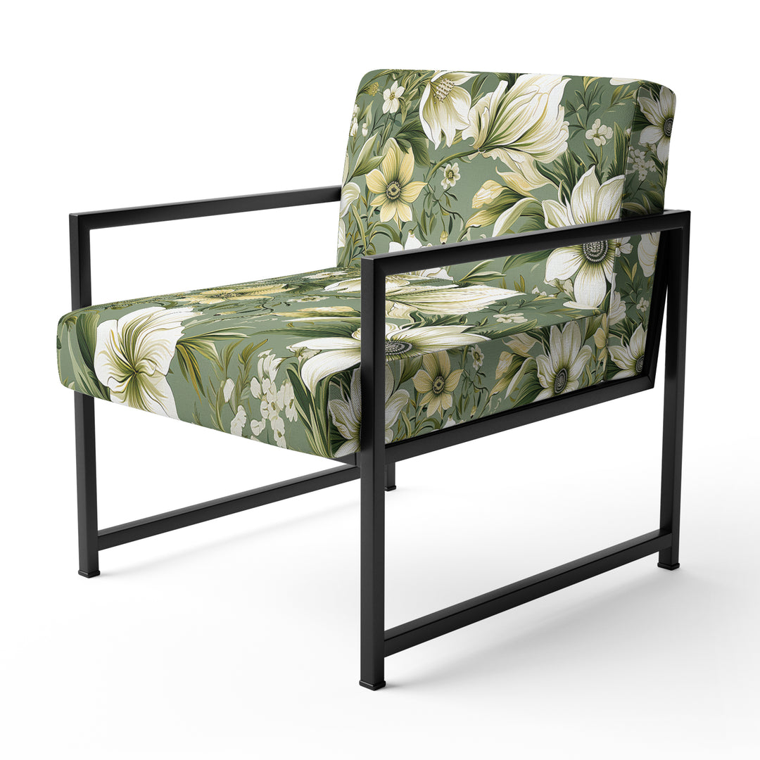 Green Floral Flourishes Elegance - Cottage Arm Chair