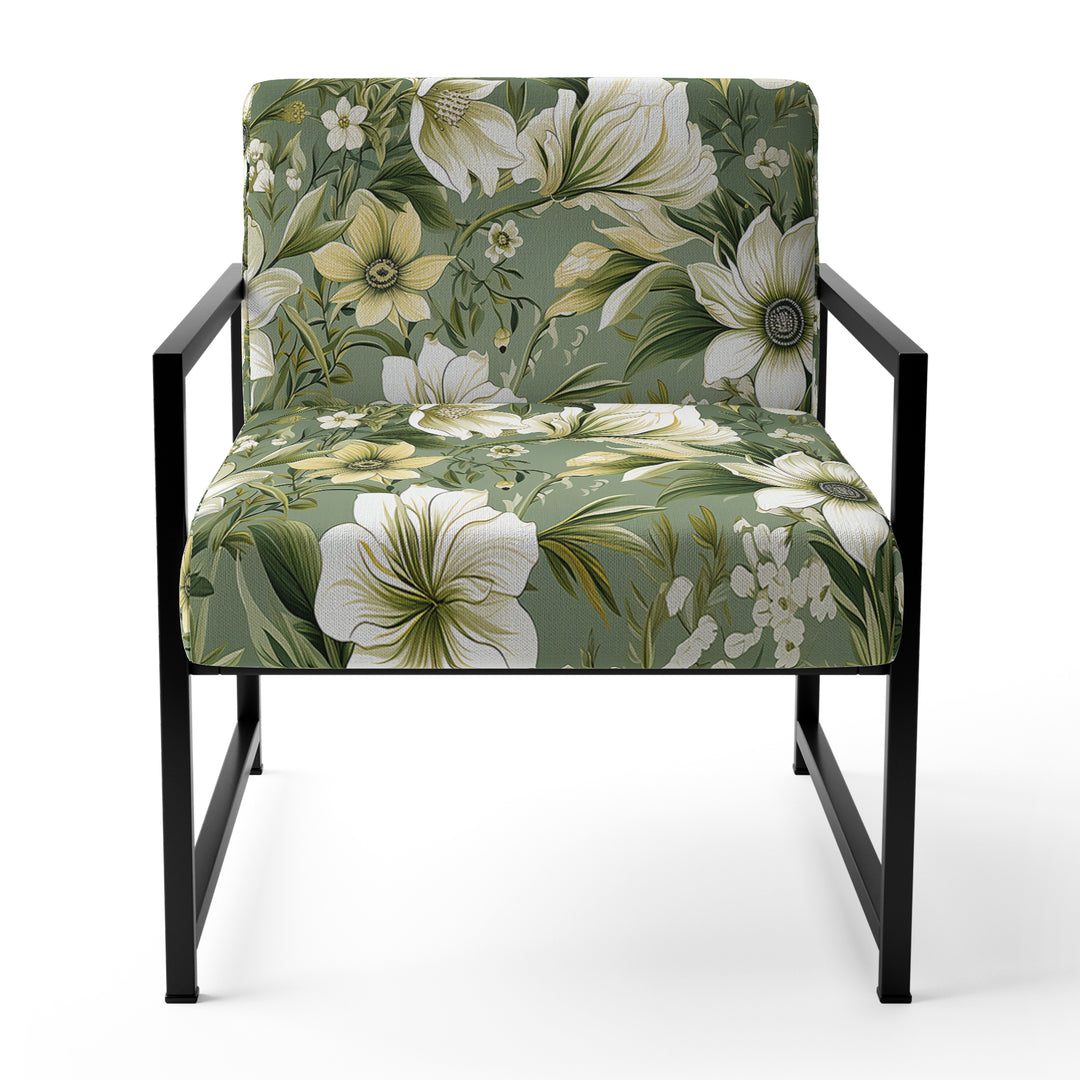 Green Floral Flourishes Elegance - Cottage Arm Chair