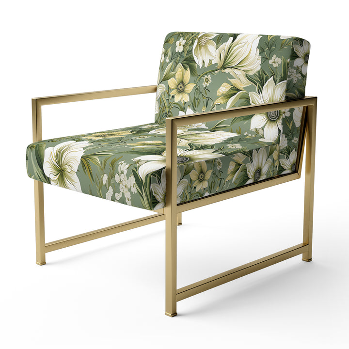 Green Floral Flourishes Elegance - Cottage Arm Chair