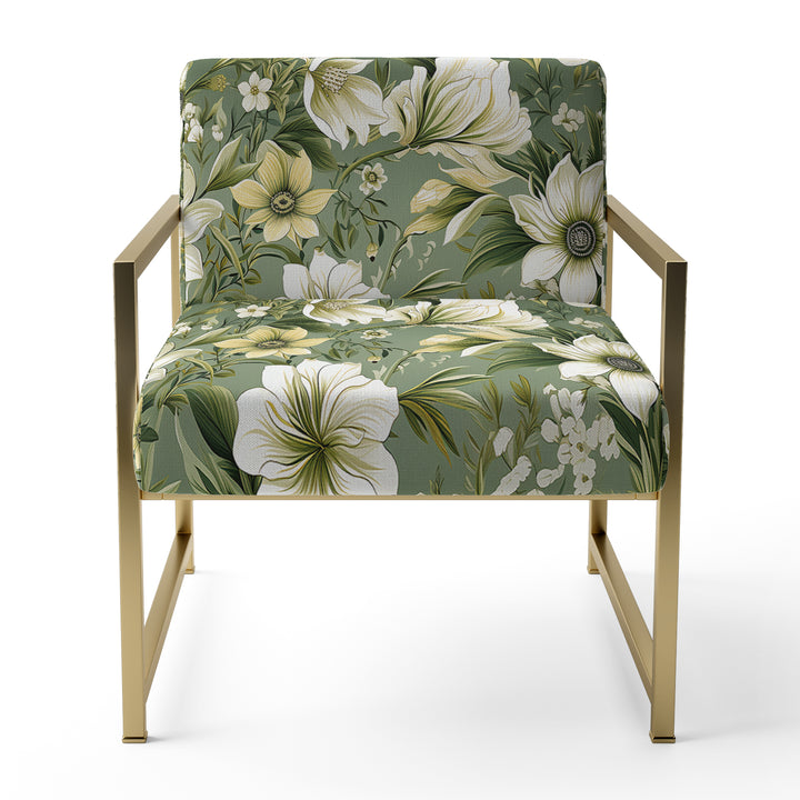 Green Floral Flourishes Elegance - Cottage Arm Chair
