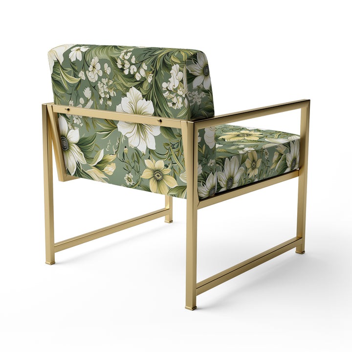 Green Floral Flourishes Elegance - Cottage Arm Chair