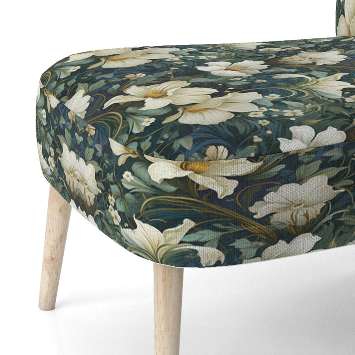 Green And Beige Wines Flowers - Cottage Accent Side Chair