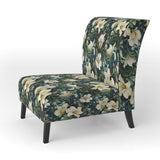 Green And Beige Wines Flowers - Cottage Accent Side Chair