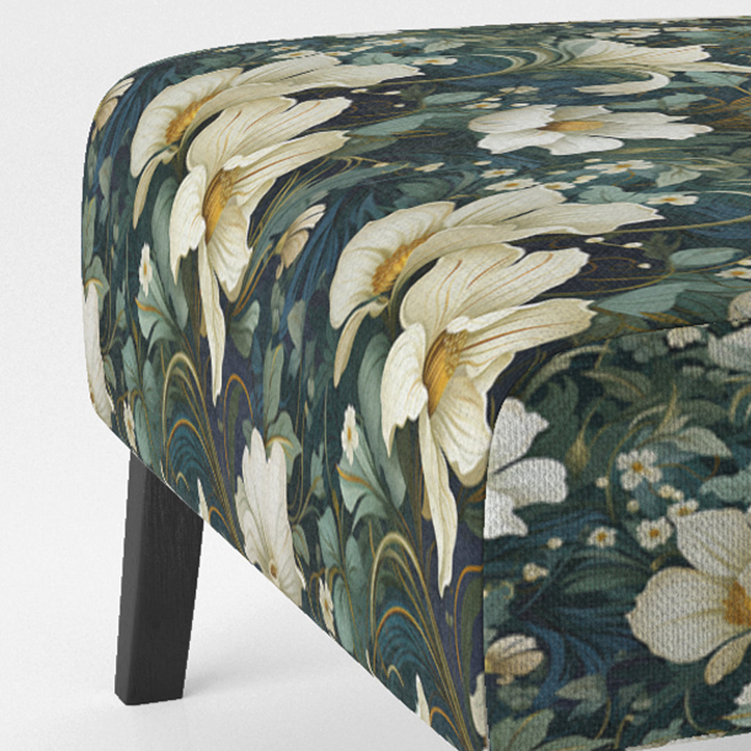 Green And Beige Wines Flowers - Cottage Accent Side Chair