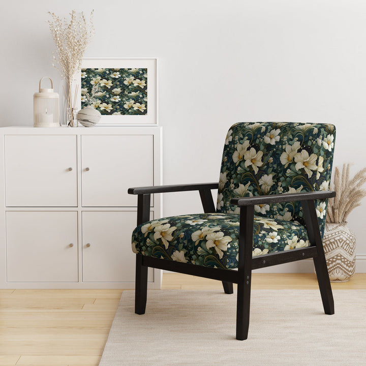 Green And Beige Wines Flowers - Cottage Accent Side Chair