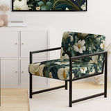 Green And Beige Wines Flowers - Cottage Accent Side Chair
