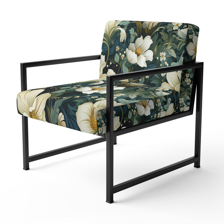 Green And Beige Wines Flowers - Cottage Accent Side Chair