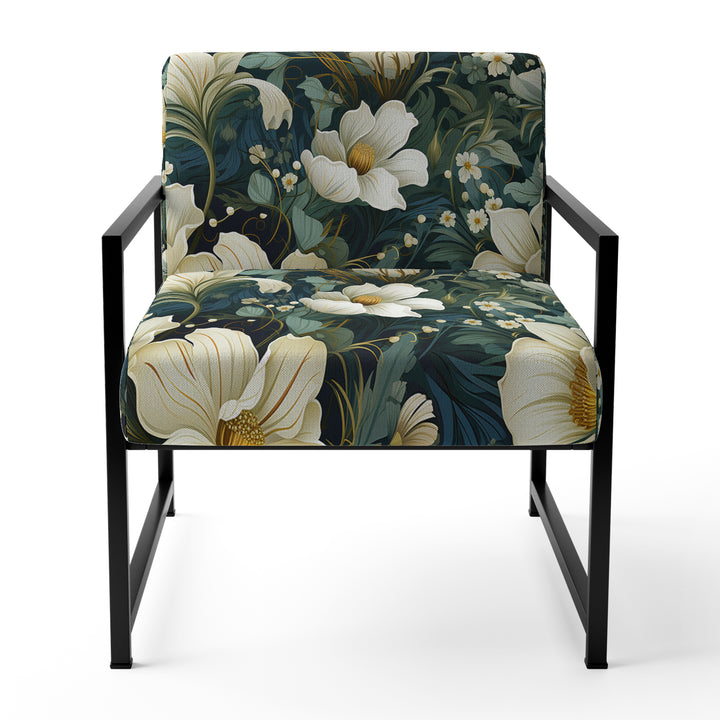 Green And Beige Wines Flowers - Cottage Accent Side Chair