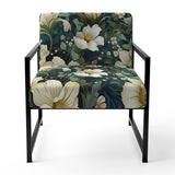 Green And Beige Wines Flowers - Cottage Accent Side Chair