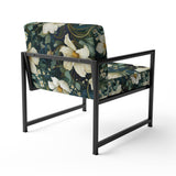 Green And Beige Wines Flowers - Cottage Accent Side Chair