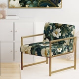Green And Beige Wines Flowers - Cottage Accent Side Chair