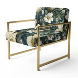 Green And Beige Wines Flowers - Cottage Accent Side Chair