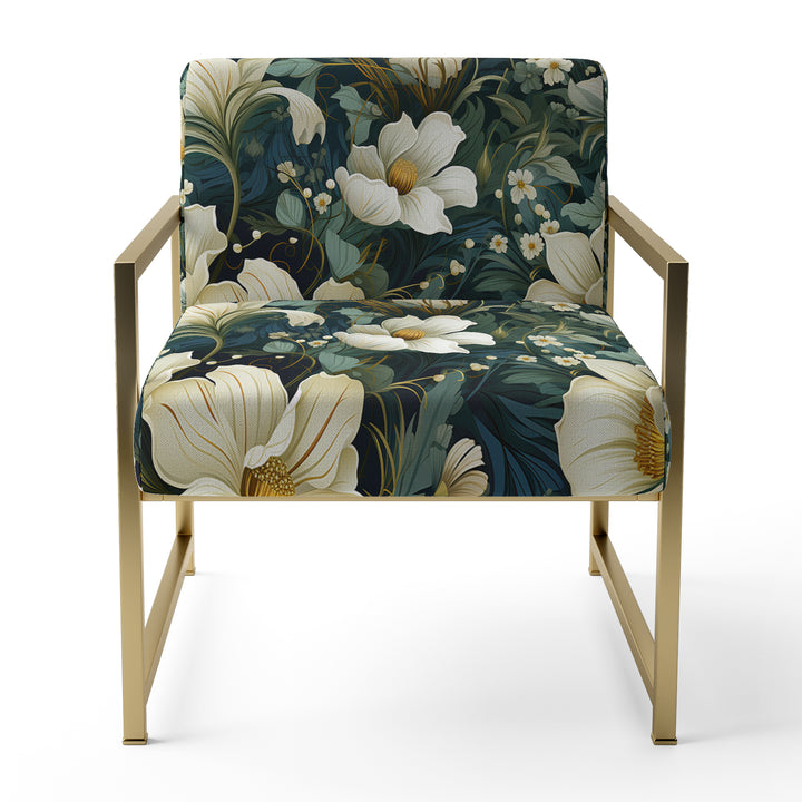 Green And Beige Wines Flowers - Cottage Accent Side Chair