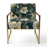 Green And Beige Wines Flowers - Cottage Accent Side Chair