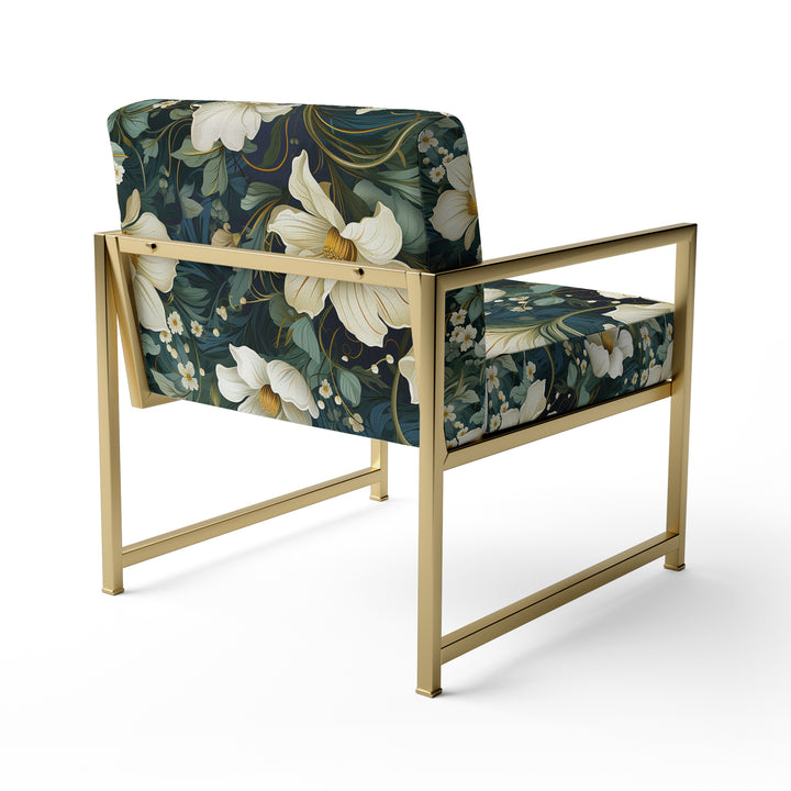 Green And Beige Wines Flowers - Cottage Accent Side Chair