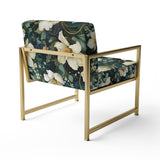 Green And Beige Wines Flowers - Cottage Accent Side Chair