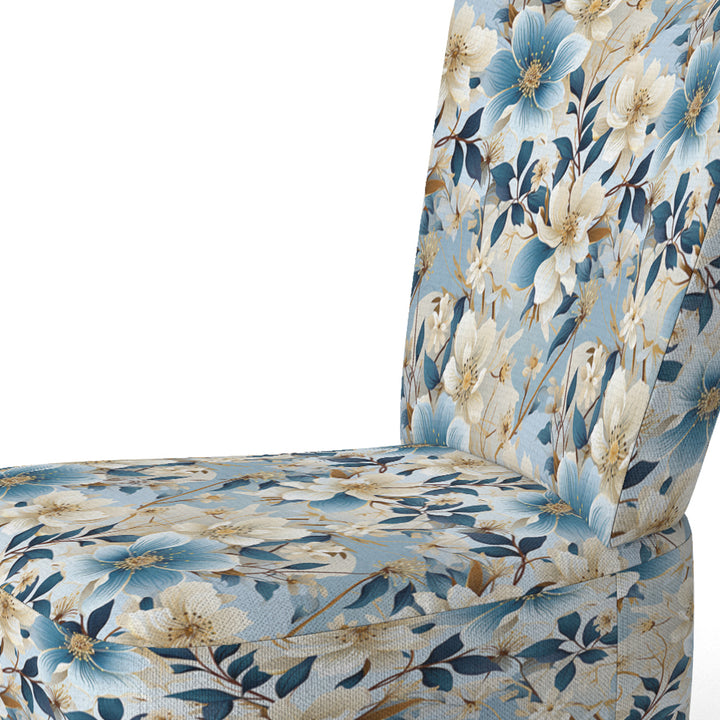White And Blue Blossoms Floral Pattern - Cottage Arm Chair