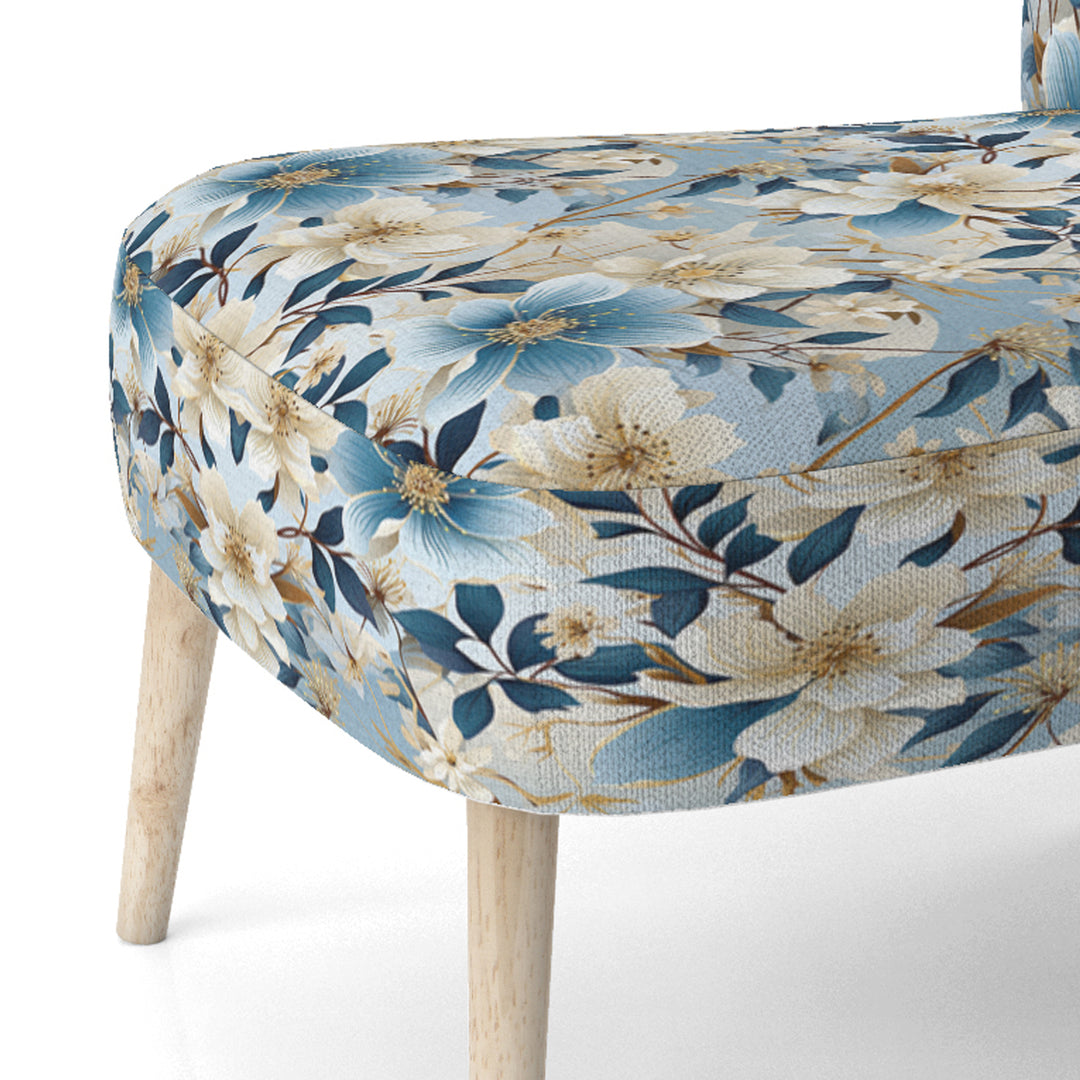White And Blue Blossoms Floral Pattern - Cottage Arm Chair