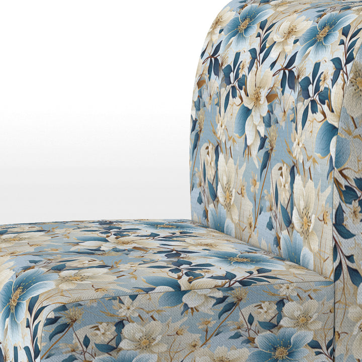 White And Blue Blossoms Floral Pattern - Cottage Arm Chair
