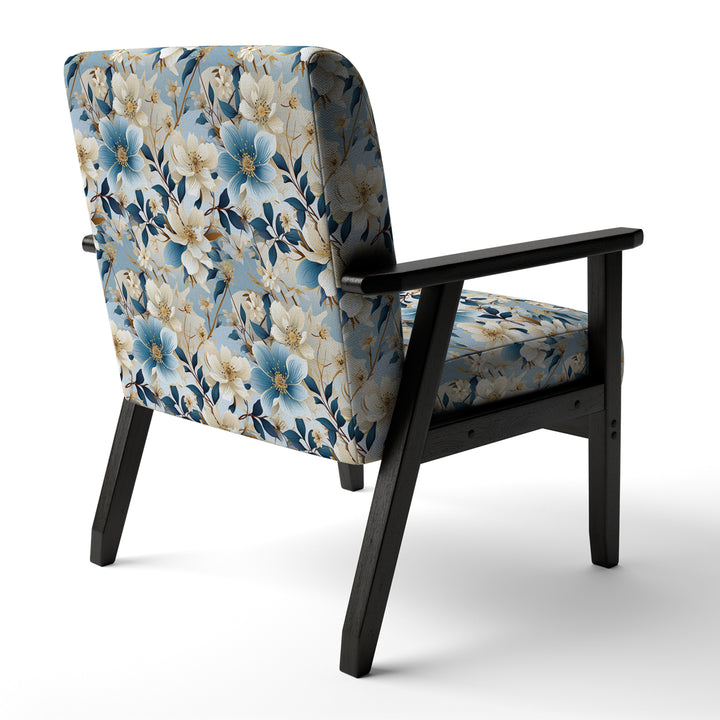White And Blue Blossoms Floral Pattern - Cottage Arm Chair