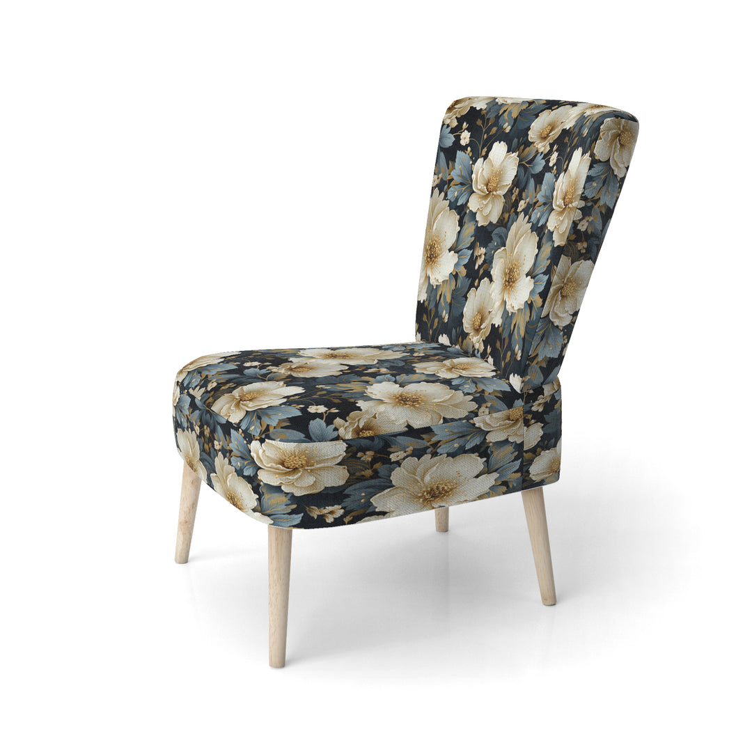 Luxurious Gold And Grey Floral Pattern - Cottage Arm Chair
