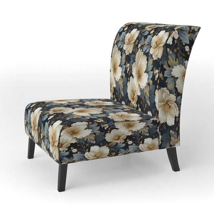 Luxurious Gold And Grey Floral Pattern - Cottage Arm Chair