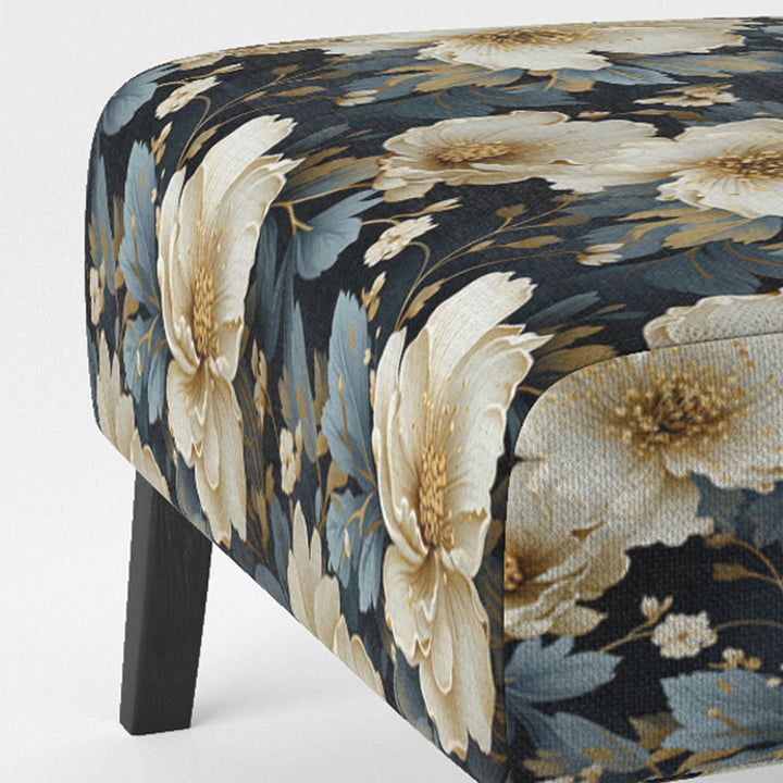 Luxurious Gold And Grey Floral Pattern - Cottage Arm Chair