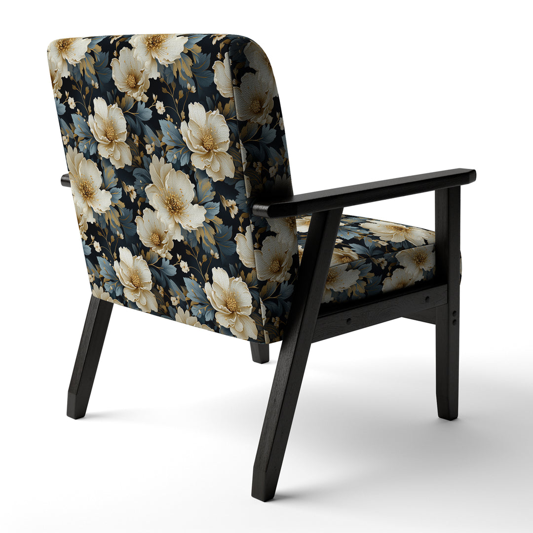 Luxurious Gold And Grey Floral Pattern - Cottage Arm Chair