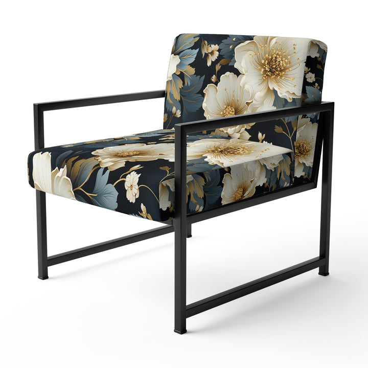 Luxurious Gold And Grey Floral Pattern - Cottage Arm Chair