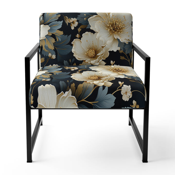 Luxurious Gold And Grey Floral Pattern - Cottage Arm Chair