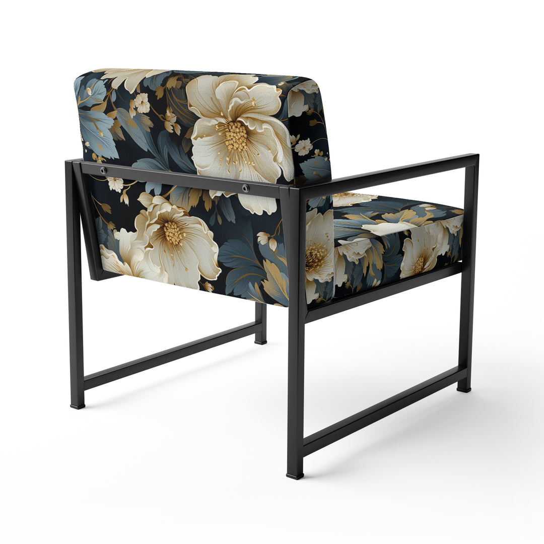 Luxurious Gold And Grey Floral Pattern - Cottage Arm Chair