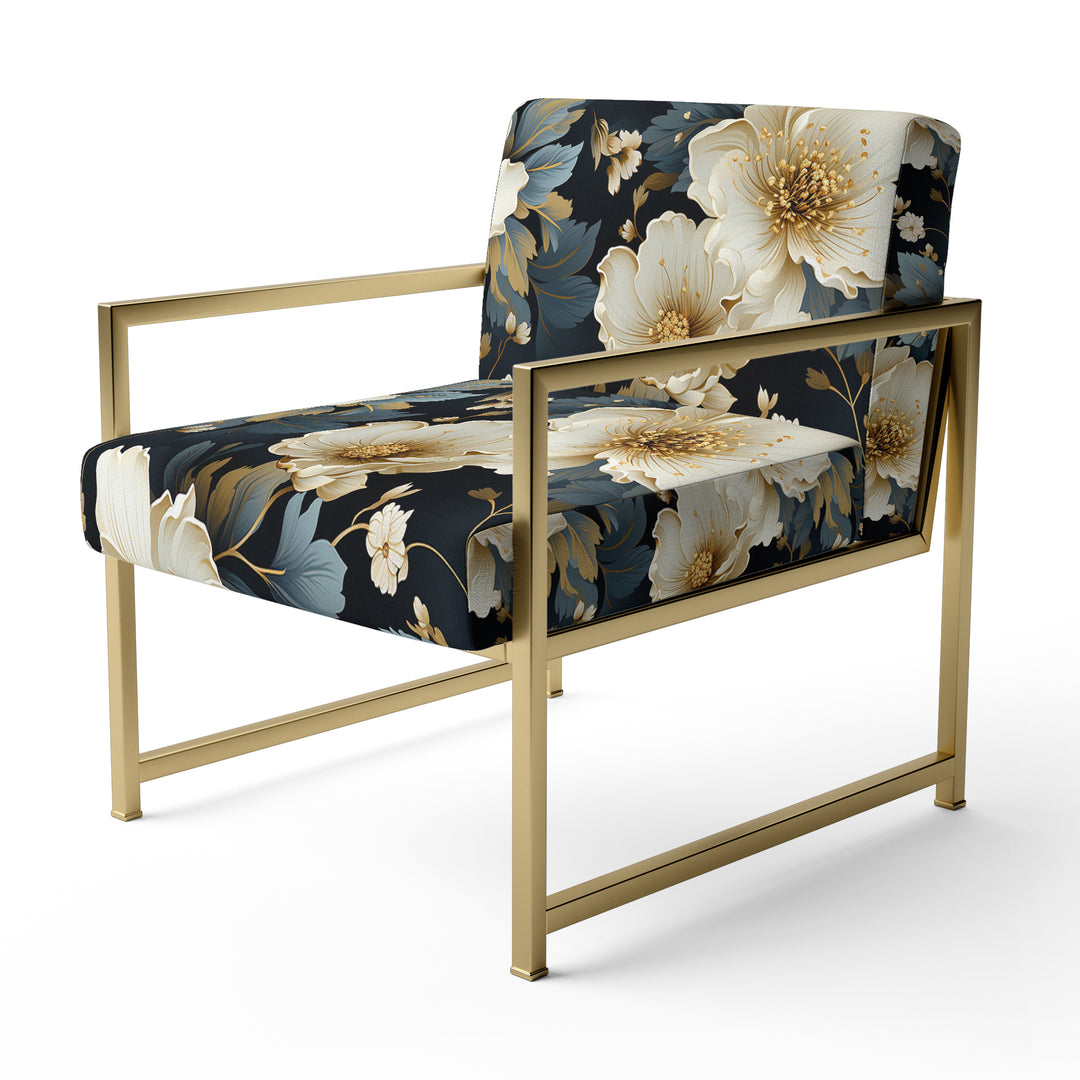 Luxurious Gold And Grey Floral Pattern - Cottage Arm Chair