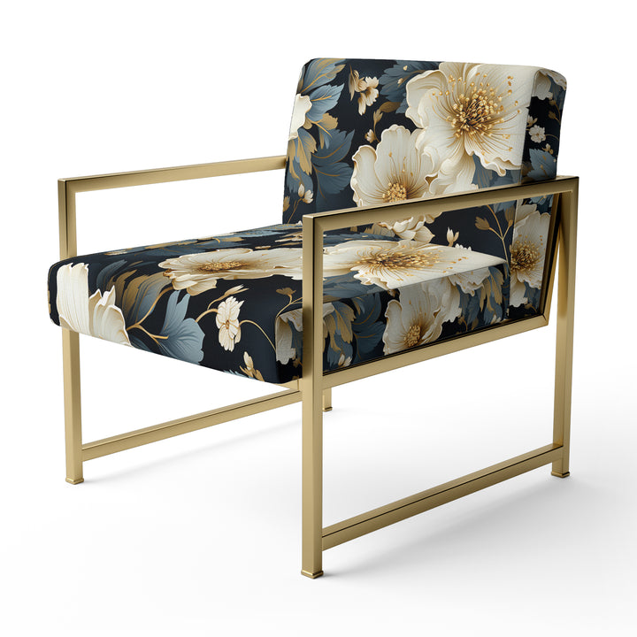 Luxurious Gold And Grey Floral Pattern - Cottage Arm Chair