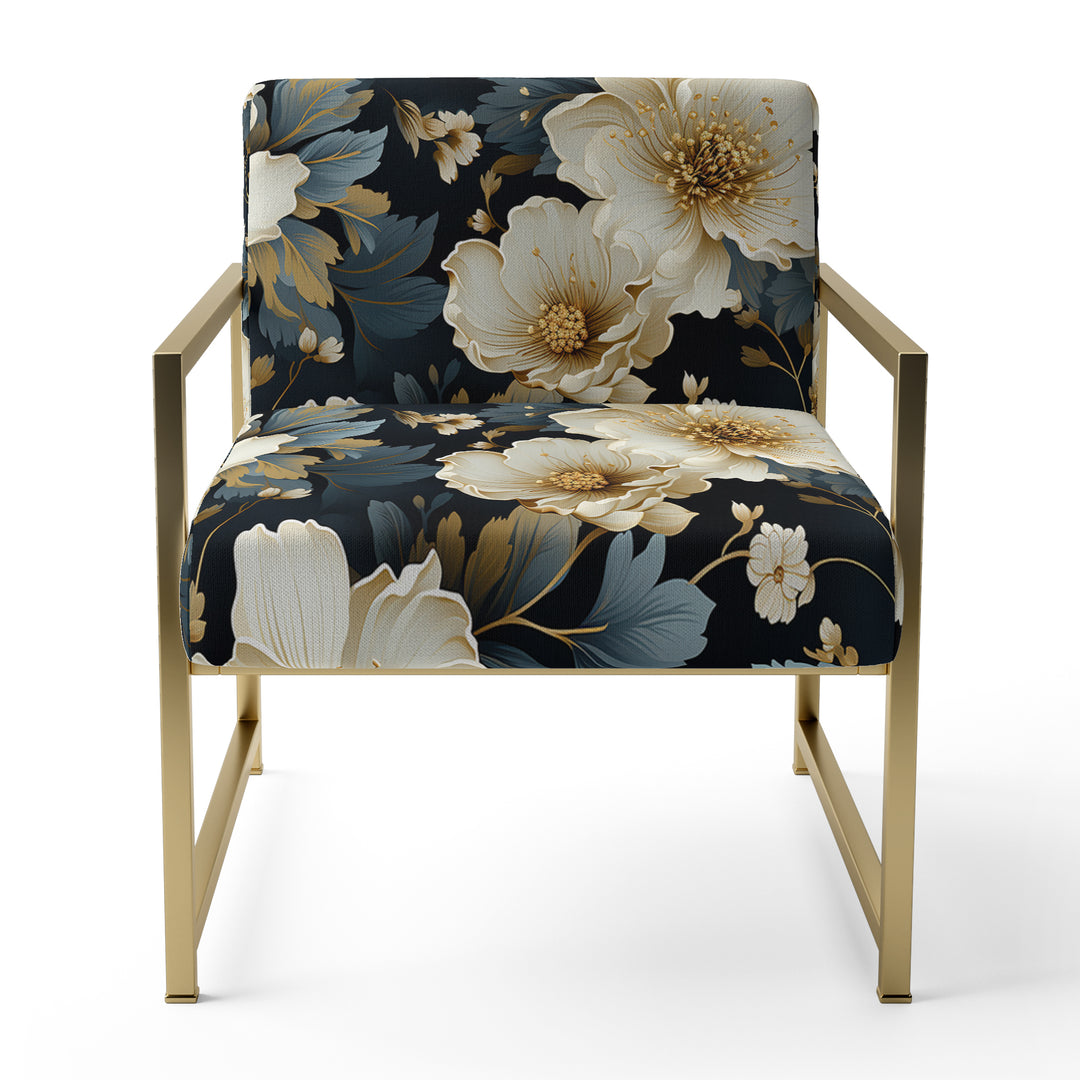 Luxurious Gold And Grey Floral Pattern - Cottage Arm Chair
