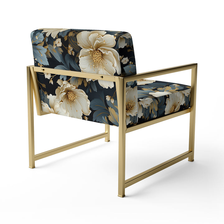 Luxurious Gold And Grey Floral Pattern - Cottage Arm Chair