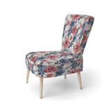 Pink And Blue Farmhouse Flowers Pattern - Cottage Accent Slipper Chair