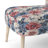 Pink And Blue Farmhouse Flowers Pattern - Cottage Accent Slipper Chair