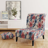 Pink And Blue Farmhouse Flowers Pattern - Cottage Accent Slipper Chair