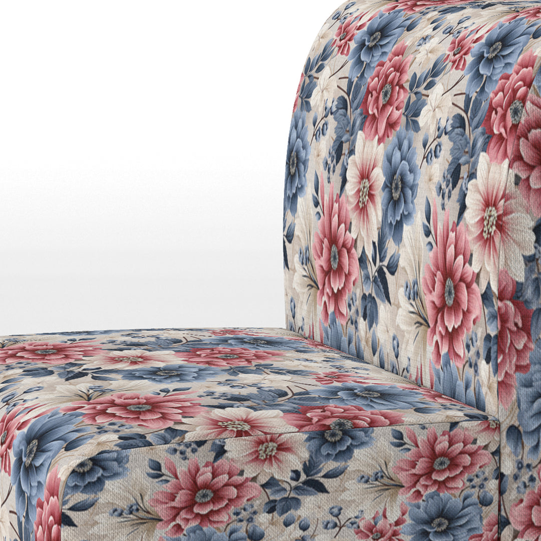 Pink And Blue Farmhouse Flowers Pattern - Cottage Accent Slipper Chair