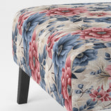 Pink And Blue Farmhouse Flowers Pattern - Cottage Accent Slipper Chair