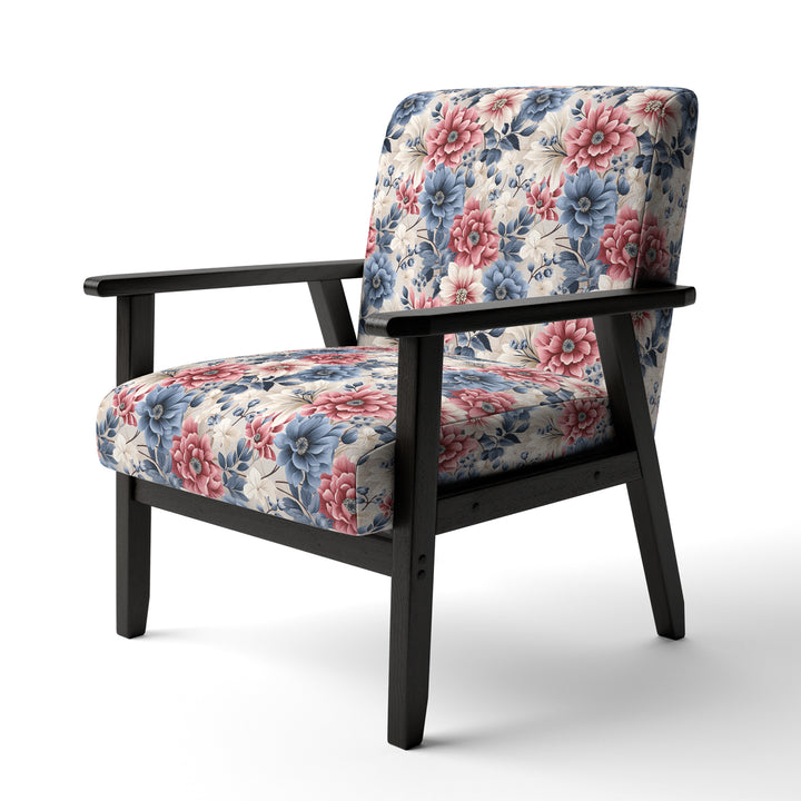 Pink And Blue Farmhouse Flowers Pattern - Cottage Accent Slipper Chair